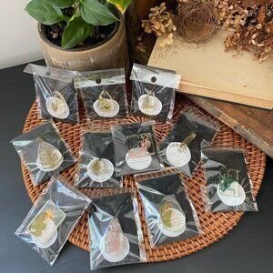 11 WHOLESALE Handmade Resin Poured Botanical Moss Pendant Necklaces